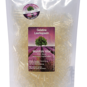 Gelatine Leerkapsel transparent, Kapseln, Gr. 0 1.000 Stück, von Wohlfühl Vital
