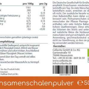 Bio Flohsamenschalenpulver (gemahlen), 500g, von CELLAVITA