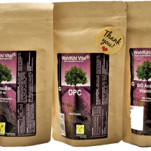 Wohlfühl Vital Starter Set 2: 1x Opc 120, 1x D3 / K2 Öl ,1x Acerola Nachfüll 1x B12 Nachfüllp.