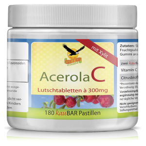 Acerola Vitamin C Kaubar mit Xylit 180 Lutschtabletten von Getup