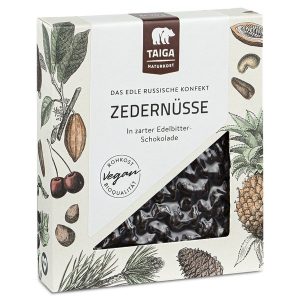Sibirische Zedernnüsse in zarter Edelbitter-Schokolade 70g