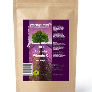 Acerola Bio Vitamin C 500mg, 150 Kapseln, Nachfüllpack, von Wohlfühl Vital