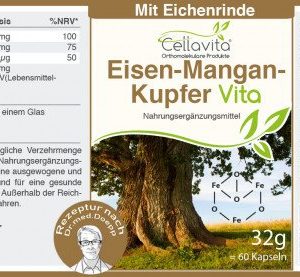 Eisen-Mangan-Kupfer Vita Rezeptur nach Dr. med. M. Doepp, 60 Kapseln, von CELLAVITA